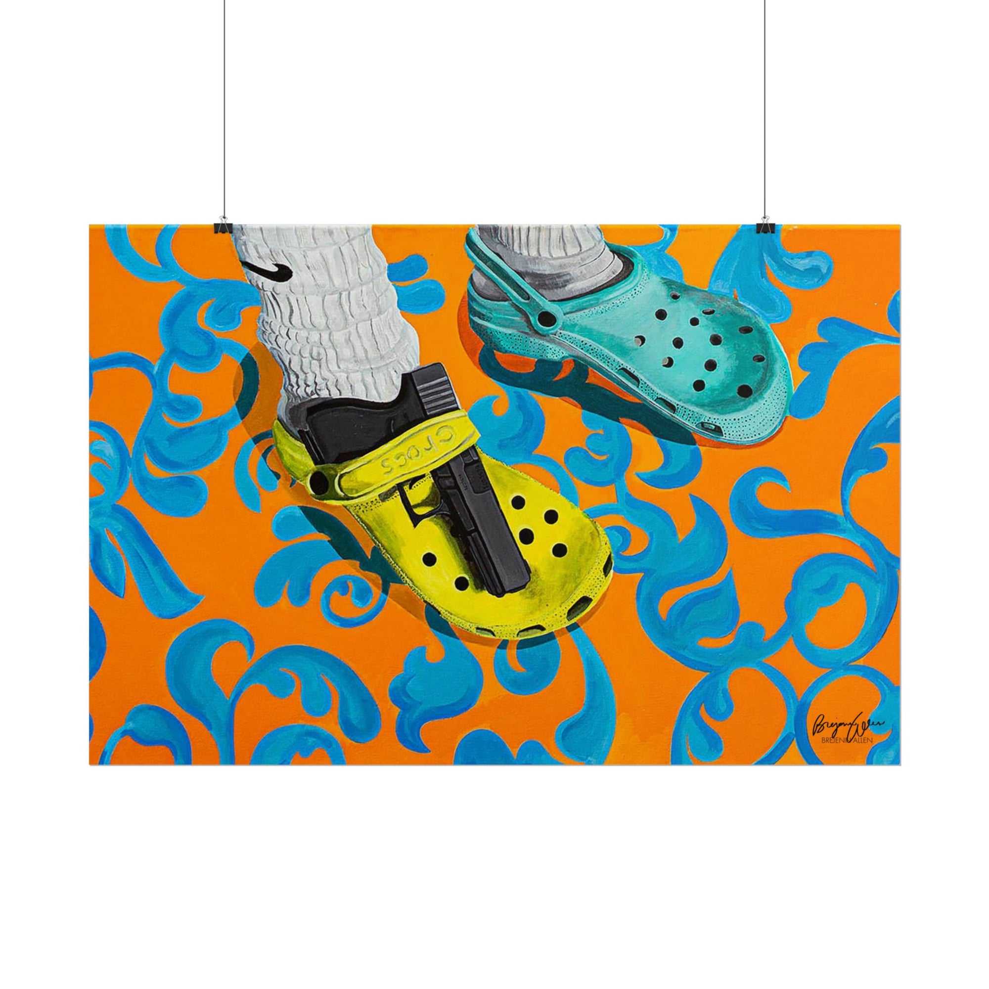 "You've Heard of Elf on a Shelf, Here's a..." (Glock on a Croc) Wall Art Print