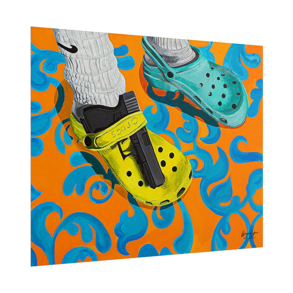 "You've Heard of Elf on a Shelf, Here's a..." (Glock on a Croc) Wall Art Print