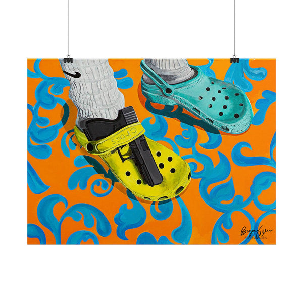 "You've Heard of Elf on a Shelf, Here's a..." (Glock on a Croc) Wall Art Print