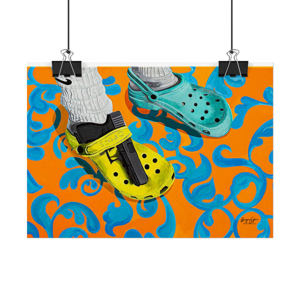 "You've Heard of Elf on a Shelf, Here's a..." (Glock on a Croc) Wall Art Print