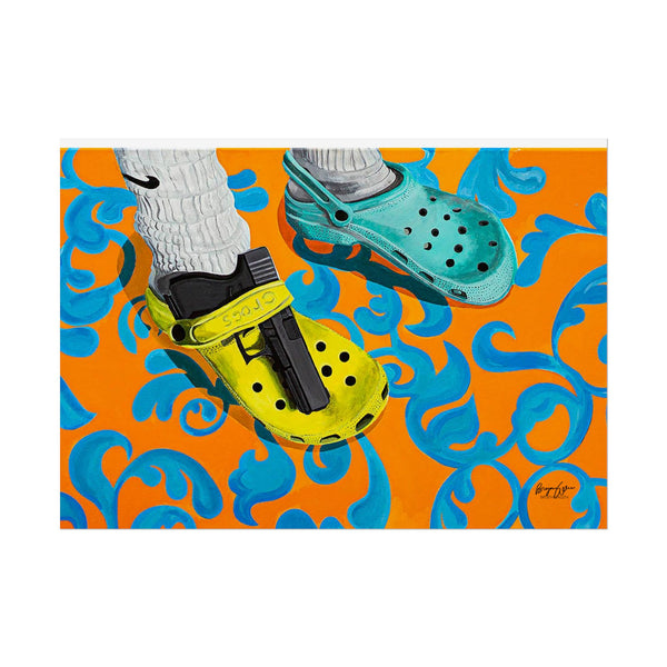 "You've Heard of Elf on a Shelf, Here's a..." (Glock on a Croc) Wall Art Print