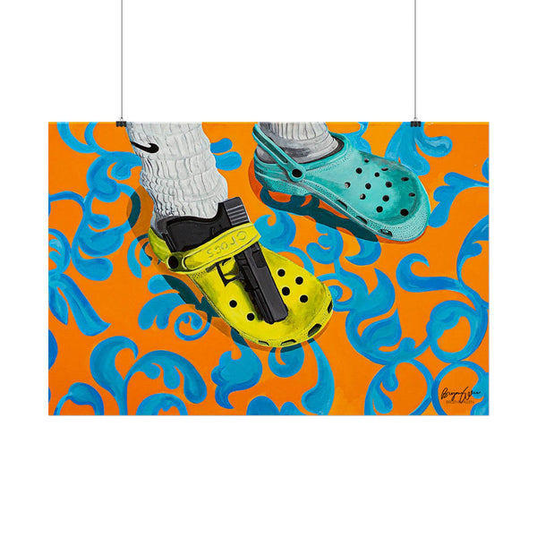 "You've Heard of Elf on a Shelf, Here's a..." (Glock on a Croc) Wall Art Print