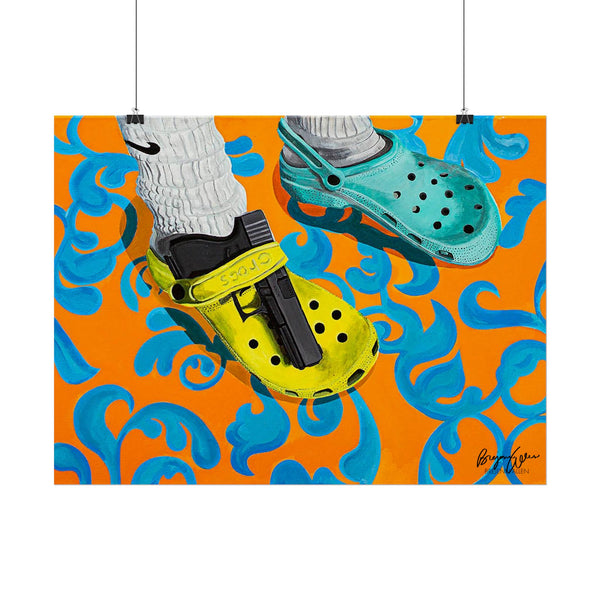 "You've Heard of Elf on a Shelf, Here's a..." (Glock on a Croc) Wall Art Print