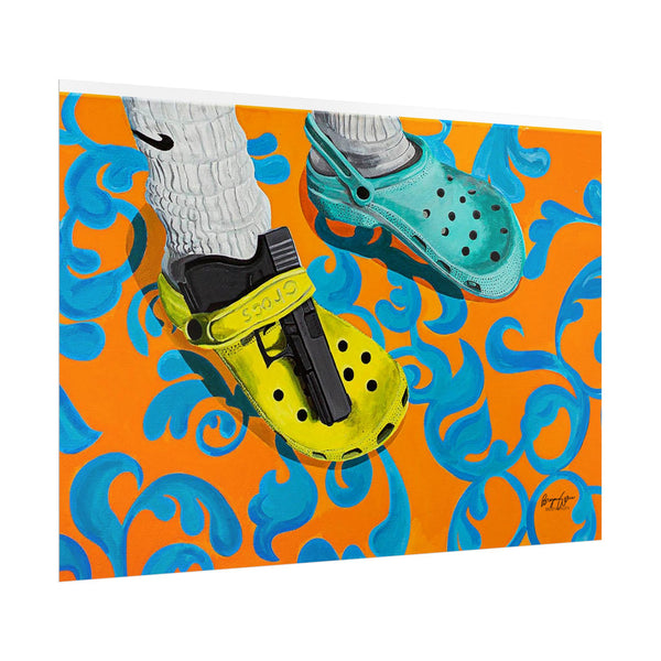 "You've Heard of Elf on a Shelf, Here's a..." (Glock on a Croc) Wall Art Print