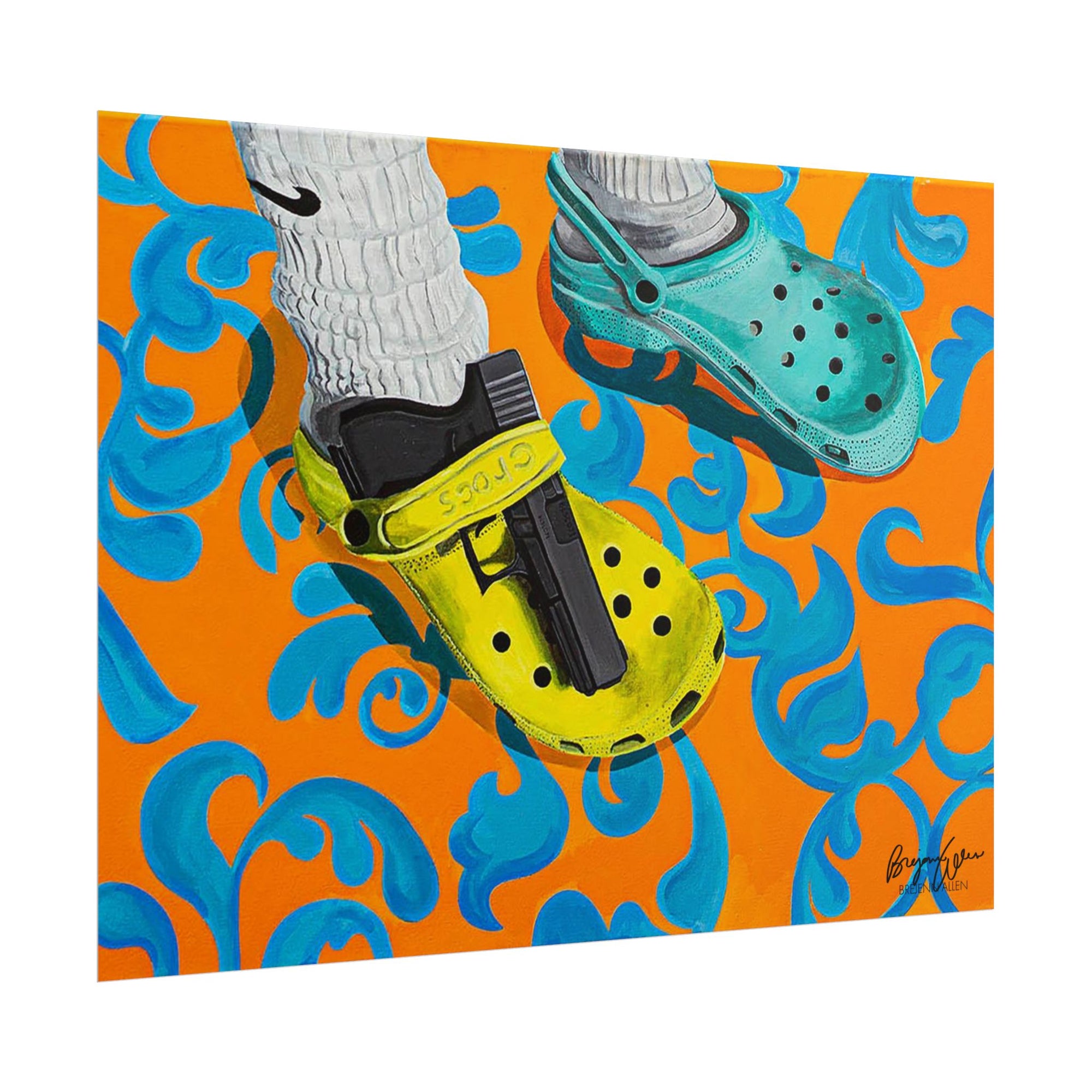 "You've Heard of Elf on a Shelf, Here's a..." (Glock on a Croc) Wall Art Print