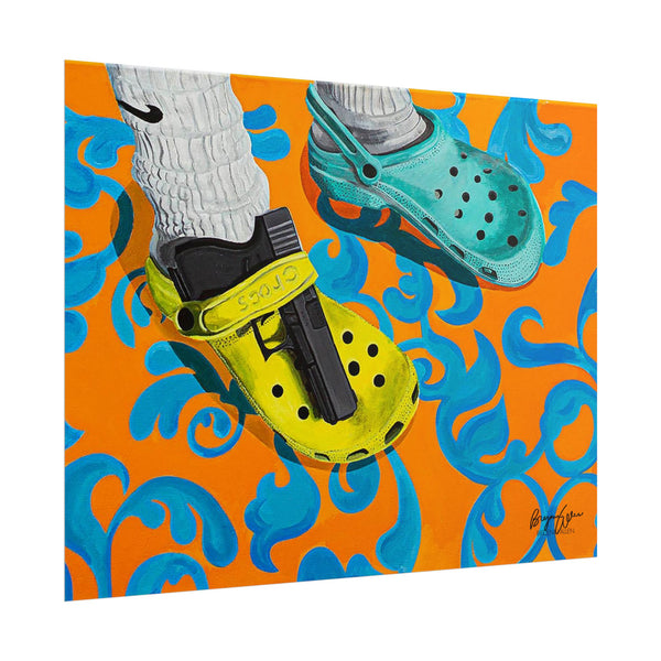 "You've Heard of Elf on a Shelf, Here's a..." (Glock on a Croc) Wall Art Print