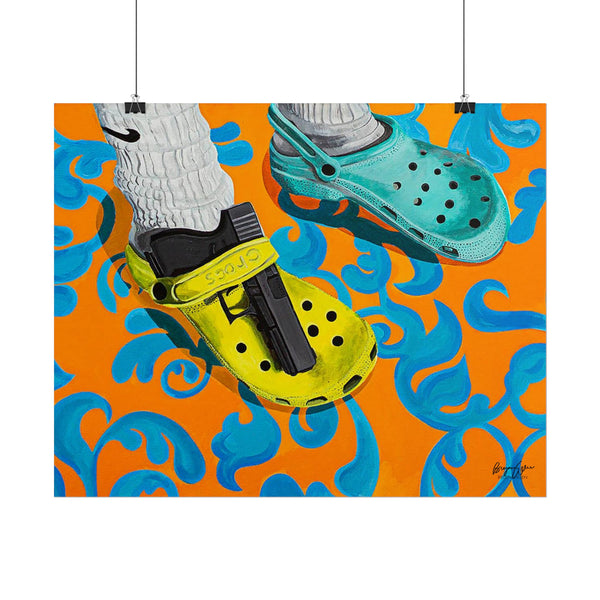 "You've Heard of Elf on a Shelf, Here's a..." (Glock on a Croc) Wall Art Print