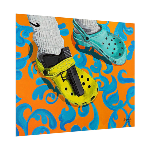 "You've Heard of Elf on a Shelf, Here's a..." (Glock on a Croc) Wall Art Print