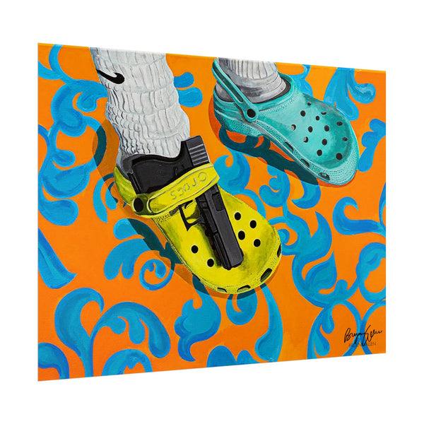 "You've Heard of Elf on a Shelf, Here's a..." (Glock on a Croc) Wall Art Print