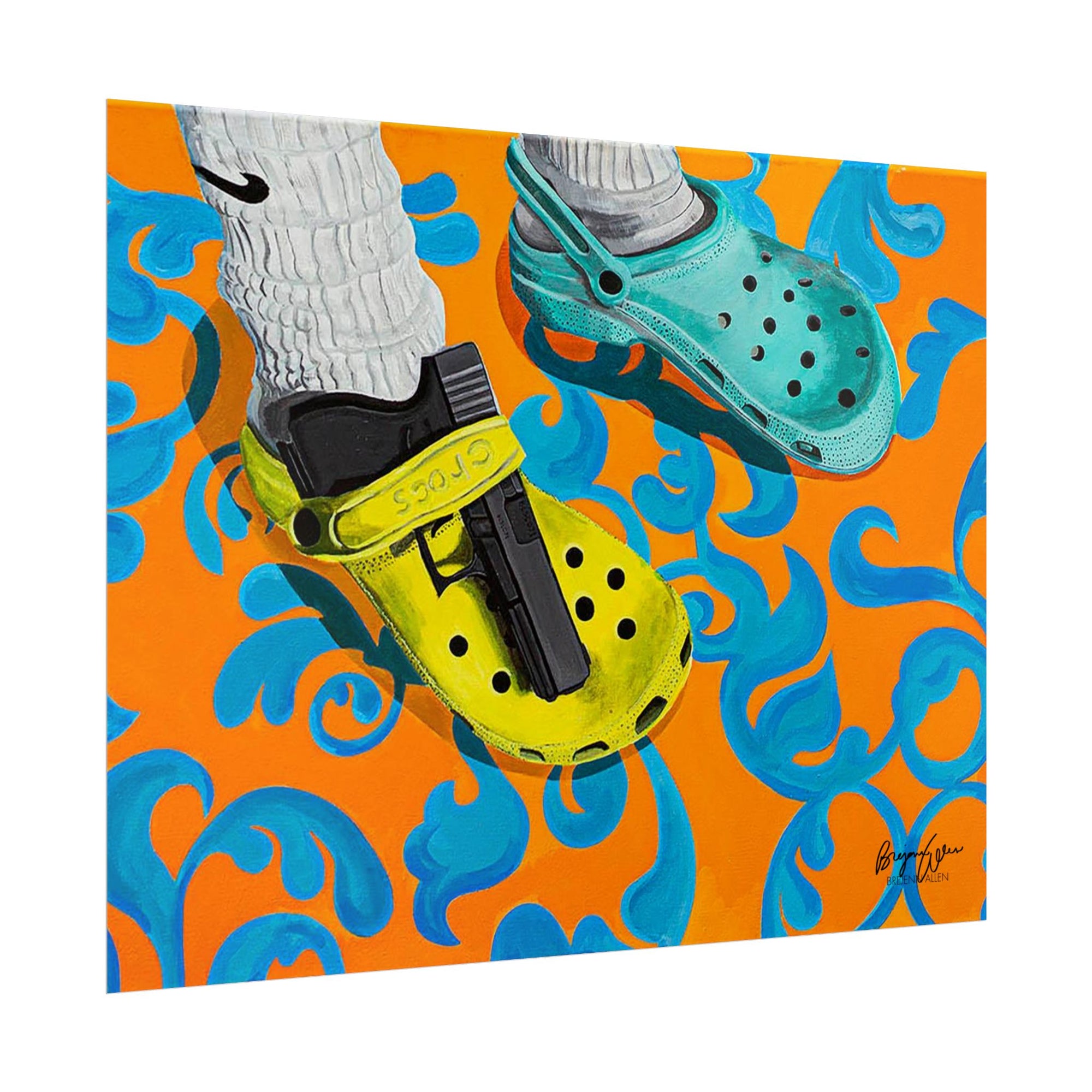 "You've Heard of Elf on a Shelf, Here's a..." (Glock on a Croc) Wall Art Print