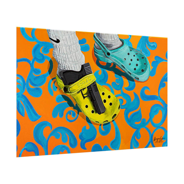 "You've Heard of Elf on a Shelf, Here's a..." (Glock on a Croc) Wall Art Print